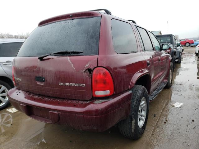 1B4HS58N12F190432 - 2002 DODGE DURANGO SLT PLUS MAROON photo 3