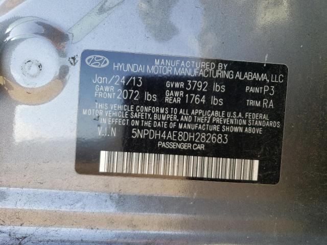 5NPDH4AE8DH282683 - 2013 HYUNDAI ELANTRA GLS GRAY photo 12