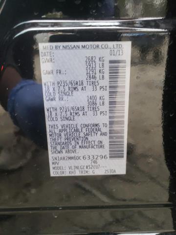 5N1AR2MM6DC633296 - 2013 NISSAN PATHFINDER S BLACK photo 13