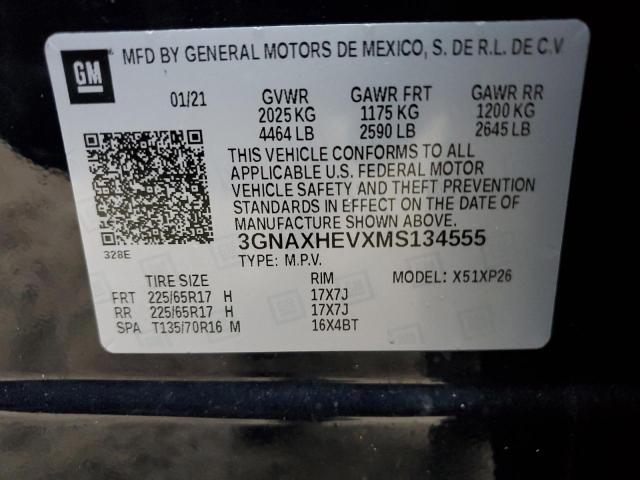 3GNAXHEVXMS134555 - 2021 CHEVROLET EQUINOX LS BLACK photo 13