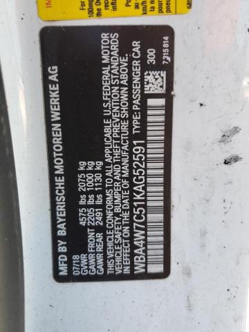 WBA4W7C51KAG52591 - 2019 BMW 440I WHITE photo 12