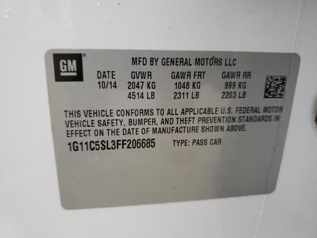 1G11C5SL3FF206685 - 2015 CHEVROLET MALIBU 1LT 白色 照片 12