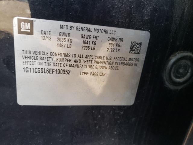 1G11C5SL6EF190352 - 2014 CHEVROLET MALIBU 1LT BLACK photo 12