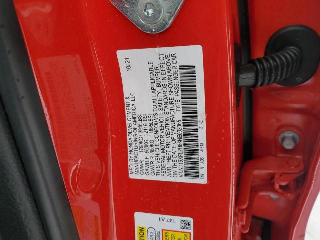 19XFL2H86NE002065 - 2022 HONDA CIVIC SPORT 红色 照片 12