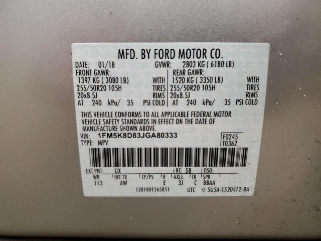 1FM5K8D83JGA80333 - 2018 FORD EXPLORER XLT SILVER photo 14