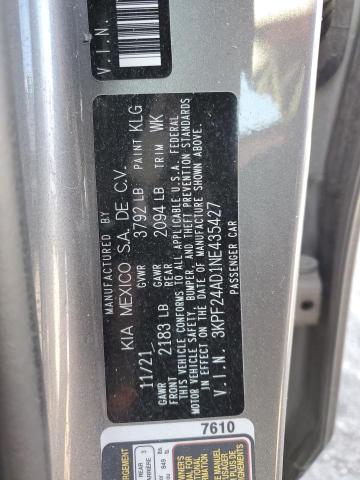 3KPF24AD1NE435427 - 2022 KIA FORTE FE GRAY photo 13