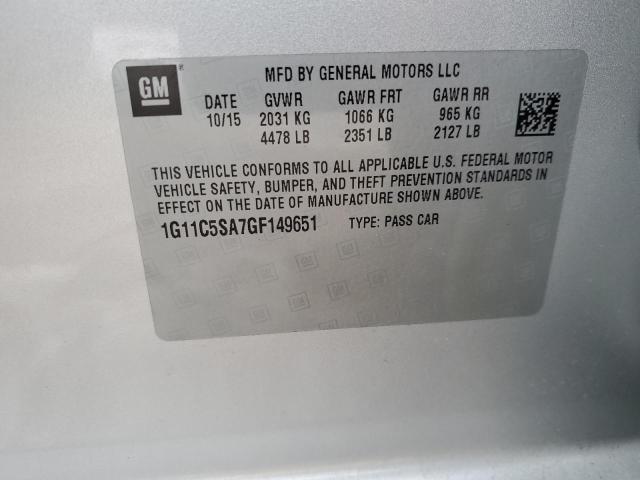 1G11C5SA7GF149651 - 2016 CHEVROLET MALIBU LIM LT 银色 照片 12