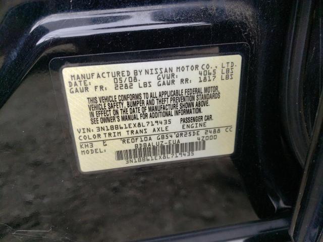 3N1BB61EX8L719435 - 2008 NISSAN SENTRA SE-R BLACK photo 12