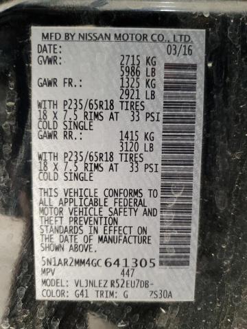 5N1AR2MM4GC641305 - 2016 NISSAN PATHFINDER S BLACK photo 13