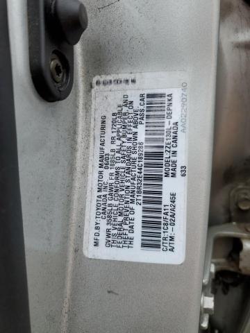 2T1BR32E44C189286 - 2004 TOYOTA COROLLA CE SILVER photo 12