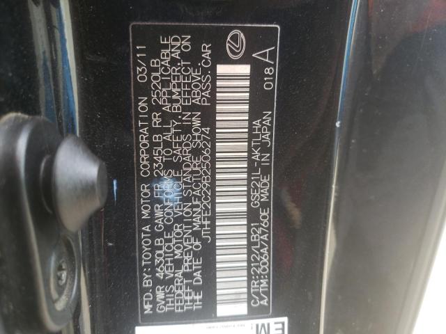 JTHFE2C29B2506274 - 2011 LEXUS IS 350 BLACK photo 12