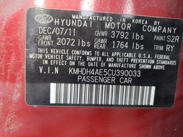 KMHDH4AE5CU390033 - 2012 HYUNDAI ELANTRA GLS RED photo 13