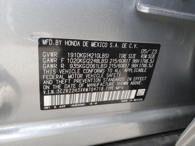 3CZRZ2H3XRM704718 - 2024 HONDA HR-V LX GRAY photo 12