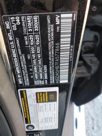 4JGDA5HB7FA577866 - 2015 MERCEDES-BENZ ML 350 4MATIC BLACK photo 13