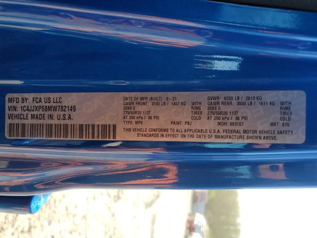 1C4JJXP68MW782149 - 2021 JEEP WRANGLER U SAHARA 4XE BLUE photo 12