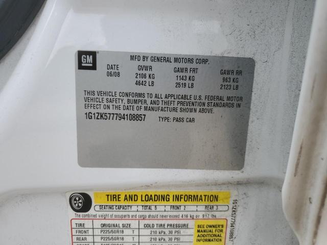 1G1ZK577794108857 - 2009 CHEVROLET MALIBU LTZ თეთრი ფოტო 12