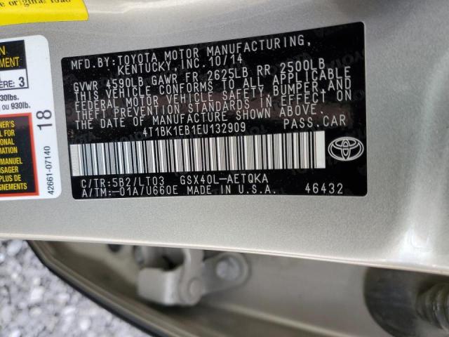 4T1BK1EB1EU132909 - 2014 TOYOTA AVALON BASE GOLD photo 12