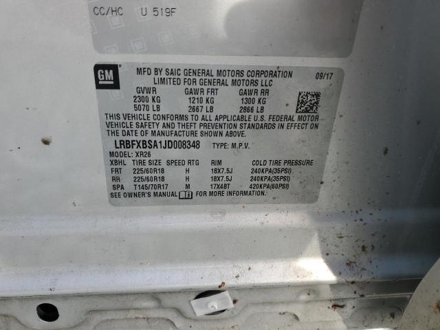 LRBFXBSA1JD008348 - 2018 BUICK ENVISION PREFERRED SILVER photo 14