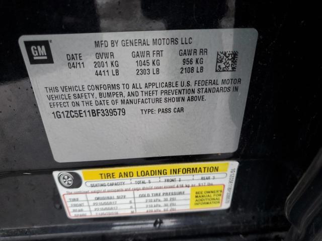 1G1ZC5E11BF339579 - 2011 CHEVROLET MALIBU 1LT შავი ფოტო 12