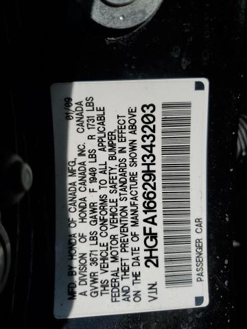 2HGFA16629H343203 - 2009 HONDA CIVIC LX-S 黑色 照片 12