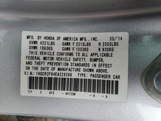 1HGCR2F84EA228288 - 2014 HONDA ACCORD EXL SILVER photo 12