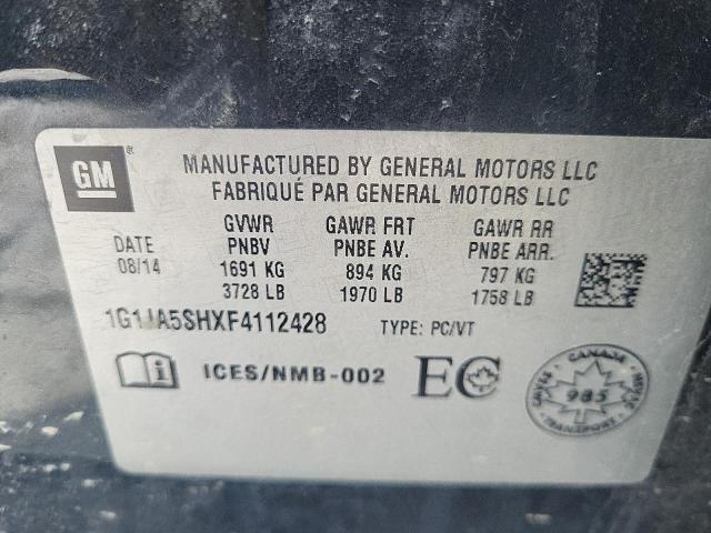 1G1JA5SHXF4112428 - 2015 CHEVROLET SONIC LS BLACK photo 12