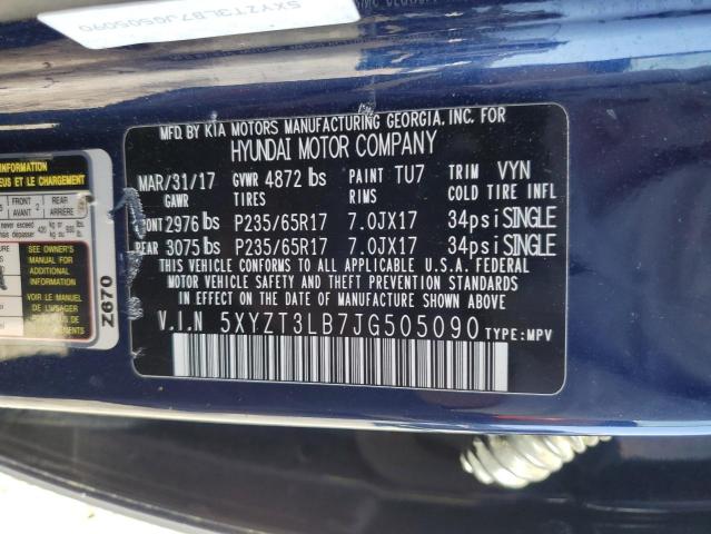 5XYZT3LB7JG505090 - 2018 HYUNDAI SANTA FE S BLUE photo 14