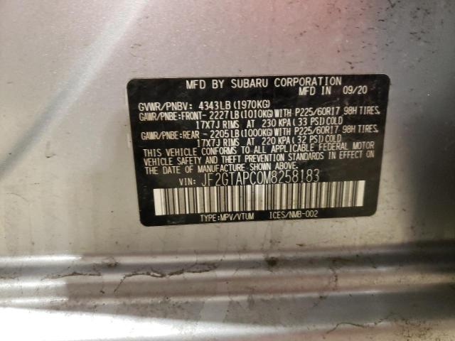 JF2GTAPC0M8258183 - 2021 SUBARU CROSSTREK PREMIUM 银色 照片 12