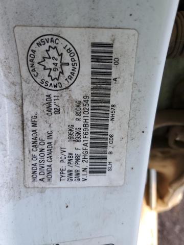 2HGFA1F69BH102549 - 2011 HONDA CIVIC LX-S Սպիտակ լուսանկար 13