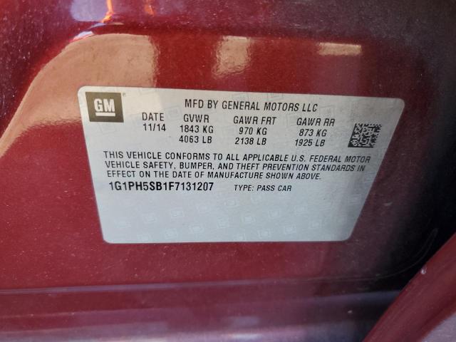 1G1PH5SB1F7131207 - 2015 CHEVROLET CRUZE ECO BURGUNDY photo 12