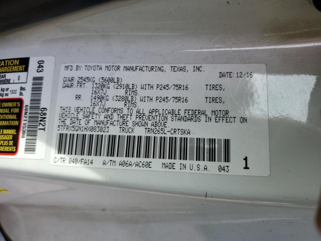 5TFRX5GN1HX083023 - 2017 TOYOTA TACOMA ACCESS CAB თეთრი ფოტო 12