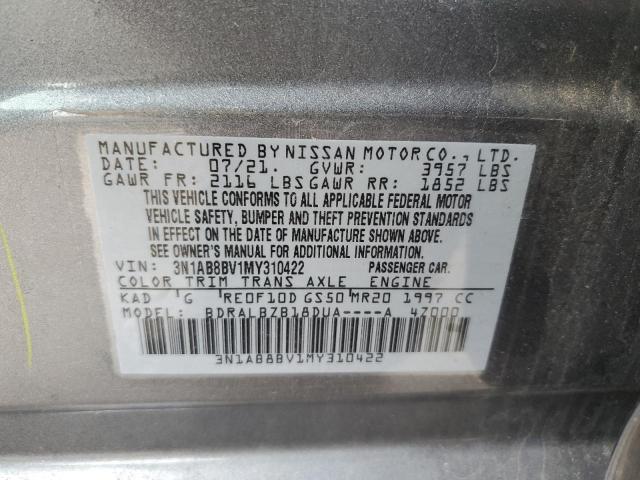 3N1AB8BV1MY310422 - 2021 NISSAN SENTRA S GRAY photo 12