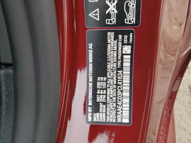 WBAAE4C03PCL41634 - 2023 BMW 840XI BURGUNDY photo 12