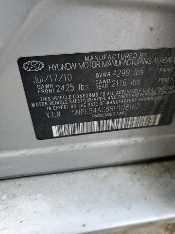 5NPEB4AC8BH108162 - 2011 HYUNDAI SONATA GLS SILVER photo 12