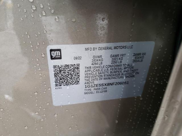 1G1ZE5SX8NF206051 - 2022 CHEVROLET MALIBU PRE თაფლისფერი ფოტო 12