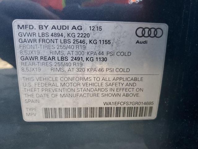 WA1EFCFS7GR014685 - 2016 AUDI Q3 PREMIUM PLUS BLUE photo 12