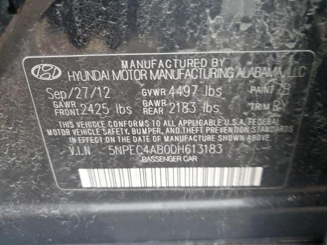 5NPEC4AB0DH613183 - 2013 HYUNDAI SONATA SE BLACK photo 12