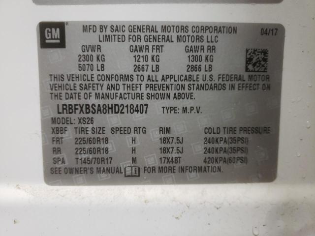 LRBFXBSA8HD218407 - 2017 BUICK ENVISION ESSENCE თეთრი ფოტო 13