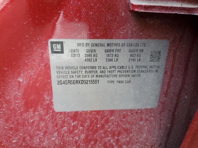2G4GR5ERXD9215501 - 2013 BUICK REGAL 红色 照片 12