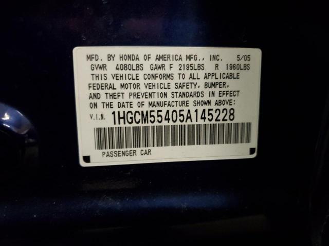 1HGCM55405A145228 - 2005 HONDA ACCORD LX BLUE photo 13