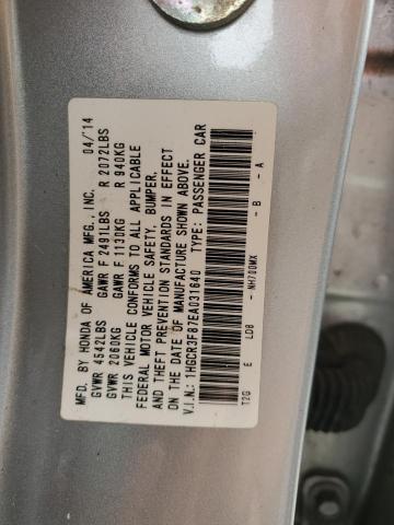 1HGCR3F87EA031640 - 2014 HONDA ACCORD EXL SILVER photo 12