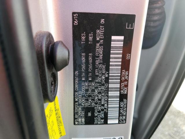 JTJBM7FX0F5117743 - 2015 LEXUS GX 460 SILVER photo 13