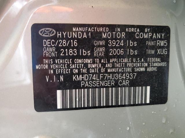 KMHD74LF7HU364937 - 2017 HYUNDAI ELANTRA SE BEIGE photo 13