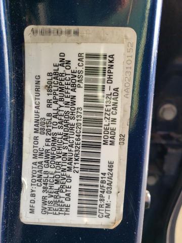 2T1KR32E64C201373 - 2004 TOYOTA MATRIX XR BLUE photo 12