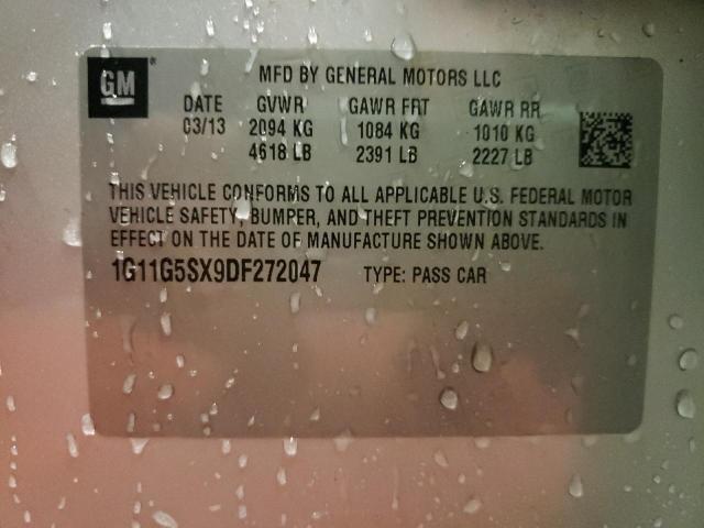 1G11G5SX9DF272047 - 2013 CHEVROLET MALIBU 3LT ვერცხლისფერი ფოტო 12