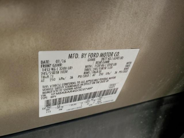 1FM5K8AR4GGC07497 - 2016 FORD EXPLORER POLICE INTERCEPTOR Թուխ լուսանկար 12