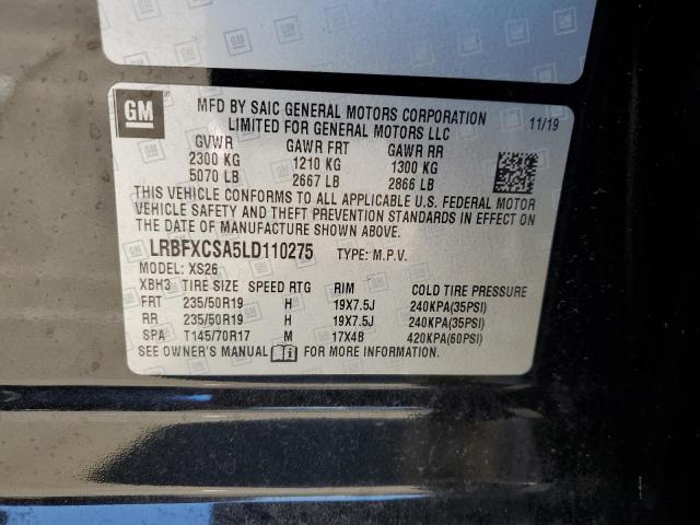 LRBFXCSA5LD110275 - 2020 BUICK ENVISION ESSENCE BLACK photo 12