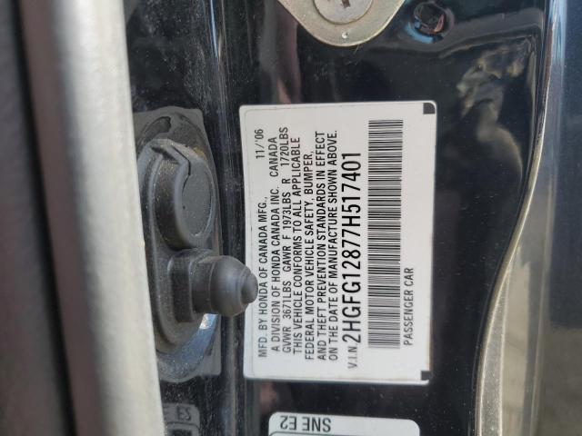 2HGFG12877H517401 - 2007 HONDA CIVIC EX BLACK photo 12