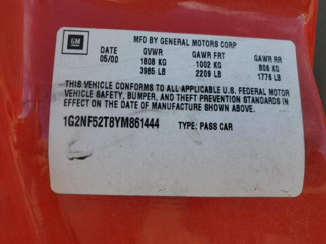 1G2NF52T8YM861444 - 2000 PONTIAC GRAND AM SE1 RED photo 12