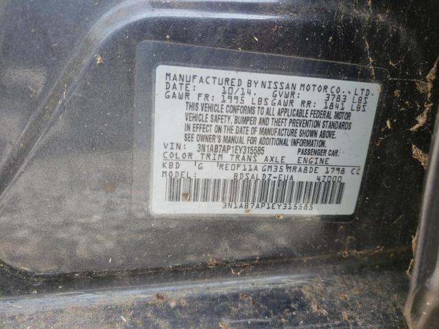 3N1AB7AP1EY315585 - 2014 NISSAN SENTRA S CHARCOAL photo 12